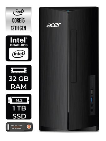 Acer Aspire TC1760 DT.BHUEM.005 Dahili Intel UHD Graphics 730 Intel Core i5 12400 32 GB Ram 1 TB SSD Tower Windows 11 Home Masaüstü Bilgisayar + PER4 BELLEK