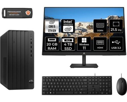 Hp Pro 290 G9 6D3A5EAMNT370 Dahili Intel UHD Graphics 770 Intel Core i5 12500 20 GB Ram 4 TB SSD Tower Windows 11 Home 21.5 inç Monitörlü Masaüstü Bilgisayar + PER4 BELLEK