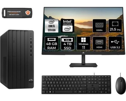 Hp Pro 290 G9 8T2W9ESMNT395 Dahili Intel UHD Graphics 770 Intel Core i5 13500 48 GB Ram 4 TB SSD Tower Windows 11 Home 21.5 inç Monitörlü Masaüstü Bilgisayar + PER4 BELLEK