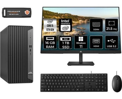 Hp Pro 400 G9 6U3M8EAMNT363 Dahili Intel UHD Graphics 730 Intel Core i5 12400 16 GB Ram 1 TB SSD Tower Windows 11 Home 21.5 inç Monitörlü Masaüstü Bilgisayar + PER4 BELLEK