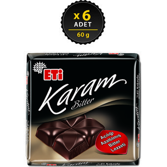 Eti Karam Bitter Çikolata 60 gr 6 Adet