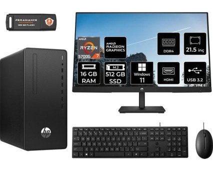 Hp 295 G8 6D389EAMNT362 Dahili Radeon Graphics AMD Ryzen 7 5700G 16 GB Ram 512 GB SSD Tower Windows 11 Home 21.5 inç Monitörlü Masaüstü Bilgisayar + PER4 BELLEK