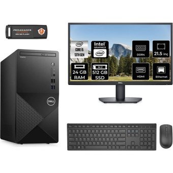 Dell Vostro 3020 N2050VDT3020MTUMNT322 Dahili Intel UHD Graphics 730 Intel Core i5 13400 24 GB Ram 512 GB SSD Tower FreeDos 21.5 inç Monitörlü Masaüstü Bilgisayar + PER4 BELLEK