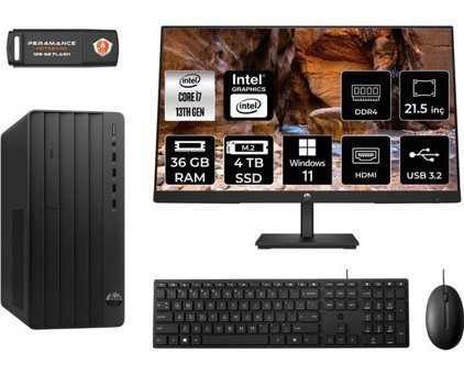 Hp Pro 290 G9 8T2X1ESMNT435 Dahili Intel UHD Graphics 770 Intel Core i7 13700 36 GB Ram 4 TB SSD Tower Windows 11 Pro 21.5 inç Monitörlü Masaüstü Bilgisayar + PER4 BELLEK