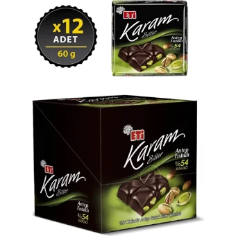 Eti Karam Antep Fıstıklı Çikolata 60 gr 12 Adet