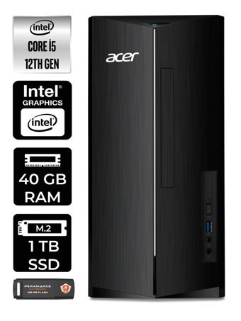 Acer Aspire TC1760 DT.BHUEM.005 Dahili Intel UHD Graphics 730 Intel Core i5 12400 40 GB Ram 1 TB SSD Tower Windows 11 Pro Masaüstü Bilgisayar + PER4 BELLEK