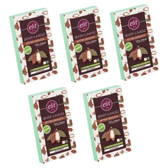 Elit Prebiyotik Bitter Çikolata 60 gr 5 Adet