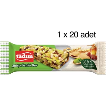 Tadım Bar Antep Fıstıklı Çikolata 27 gr 20 Adet
