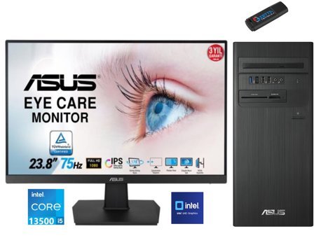 Asus Expertcenter D1S500TE-5135000020W58 Dahili Intel UHD Graphics 770 Intel Core i5 13500 64 GB Ram 1 TB SSD Tower Windows 11 Pro 23.8 inç Monitörlü Masaüstü Bilgisayar + Zetta Flash Bellek