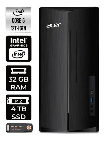 Acer Aspire TC1760 DT.BHUEM.005 Dahili Intel UHD Graphics 730 Intel Core i5 12400 32 GB Ram 4 TB SSD Tower Windows 11 Pro Masaüstü Bilgisayar + PER4 BELLEK