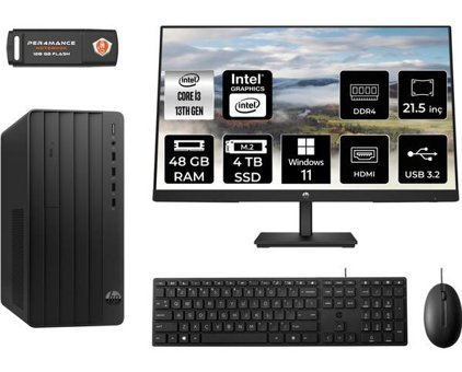 Hp Pro 290 G9 8T2X0ESMNT395 Dahili Intel UHD Graphics 730 Intel Core i3 13100 48 GB Ram 4 TB SSD Tower Windows 11 Home 21.5 inç Monitörlü Masaüstü Bilgisayar + PER4 BELLEK