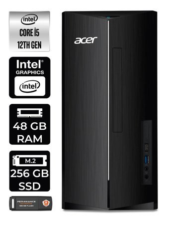 Acer Aspire TC1760 DT.BHUEM.005 Dahili Intel UHD Graphics 730 Intel Core i5 12400 48 GB Ram 256 GB SSD Tower Windows 11 Pro Masaüstü Bilgisayar + PER4 BELLEK