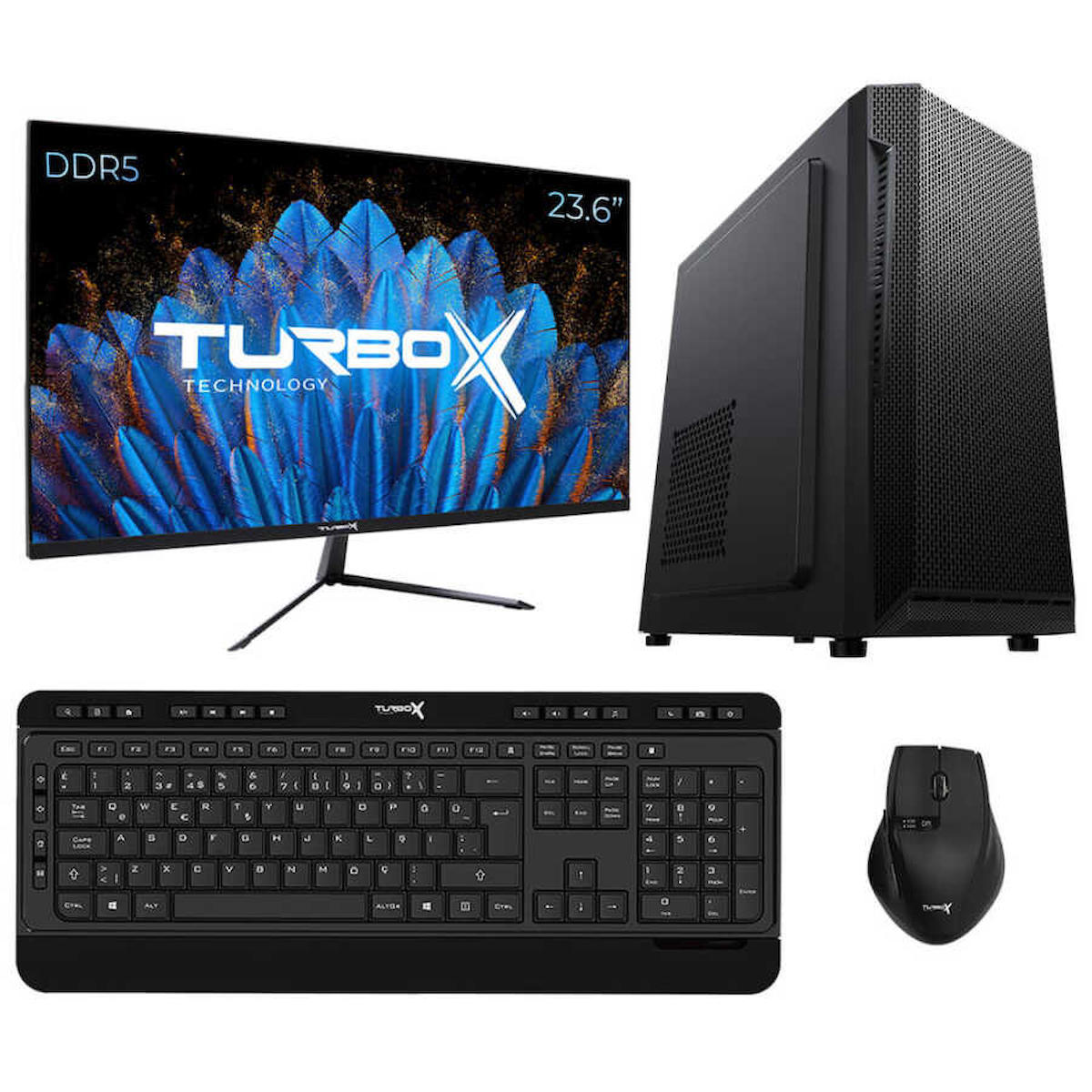 Turbox TX4887 Dahili Intel UHD Graphics 730 Intel Core i5 12400 32 GB Ram DDR5 1 TB SSD Tower FreeDos 23.6 inç Monitörlü Masaüstü Bilgisayar