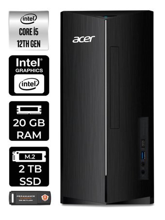 Acer Aspire TC1760 DT.BHUEM.005 Dahili Intel UHD Graphics 730 Intel Core i5 12400 20 GB Ram 2 TB SSD Tower FreeDos Masaüstü Bilgisayar + PER4 BELLEK