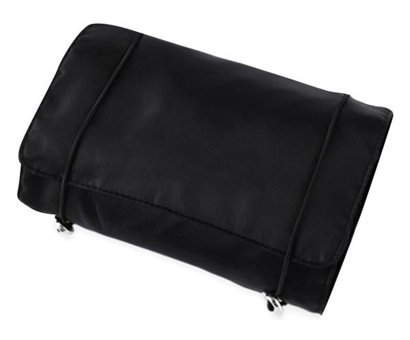 Kewendashiye Roll-Up Bölmeli Siyah Düz Katlı Polyester Büyük Boy Çok Gözlü Seyahat Makyaj Çantası