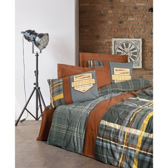 Cotton Box Masculine 4 Mevsim 220x220 cm Çarşaflı Çift Kişilik Nevresim Takımı Tarçın
