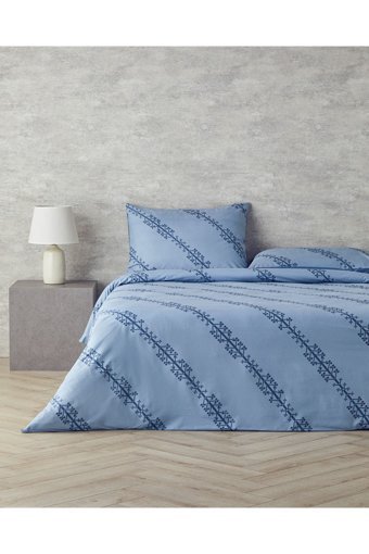 English Home Etamine Line 4 Mevsim 200x220 cm Çarşafsız Çift Kişilik Nevresim Takımı Mavi