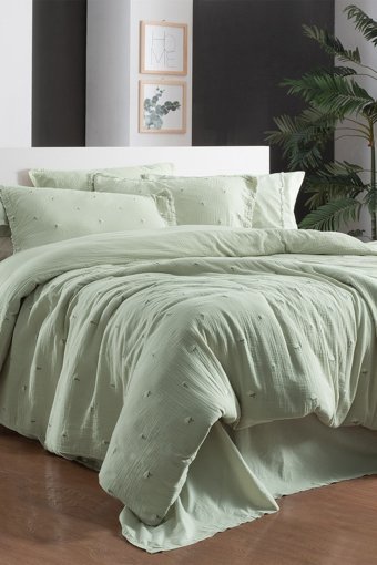 Sarev Latina 4 Mevsim 200x220 cm Çarşaflı Çift Kişilik Nevresim Takımı Yeşil