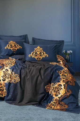 Cotton Box Palace 4 Mevsim 200x220 cm Çarşaflı Çift Kişilik Nevresim Takımı Lacivert
