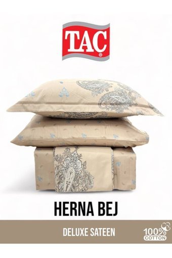 Taç Herna 4 Mevsim 240x260 cm Çarşaflı Çift Kişilik Nevresim Takımı Bej