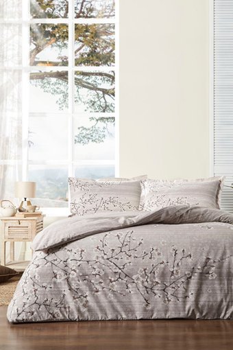 Özdilek Cerezo Flor 4 Mevsim 200x220 cm Çarşaflı Çift Kişilik Nevresim Takımı Pudra