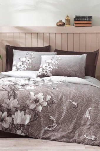 Özdilek Ochiba 4 Mevsim 200x220 cm Çarşaflı Çift Kişilik Nevresim Takımı Beyaz-Gri