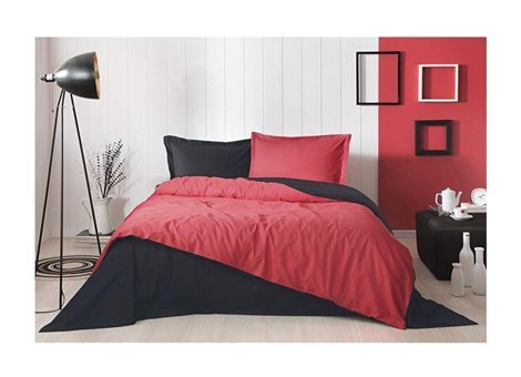 Özdilek Colormix 4 Mevsim 220x200 cm Çarşaflı Çift Kişilik Nevresim Takımı Kırmızı-Siyah