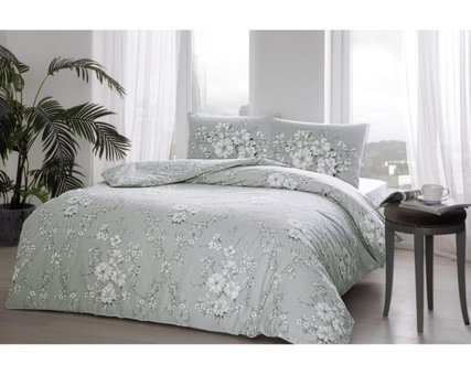 Taç Lily 4 Mevsim 200x220 cm Çarşaflı Çift Kişilik Nevresim Takımı Gri