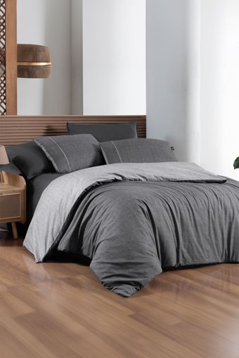 Sarev Unitwill 4 Mevsim 200x220 cm Çarşaflı Çift Kişilik Nevresim Takımı Gri