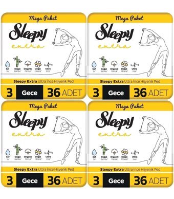 Sleepy Extra Organik Ultra İnce 36'lı Hijyenik Ped 4 Adet