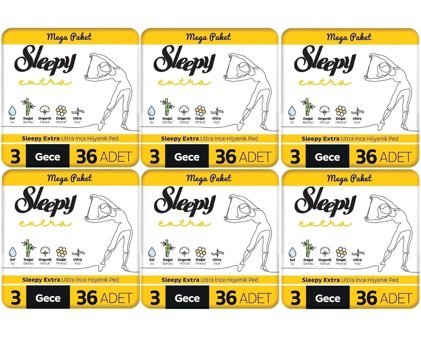 Sleepy Extra Organik Ultra İnce 36'lı Hijyenik Ped 6 Adet