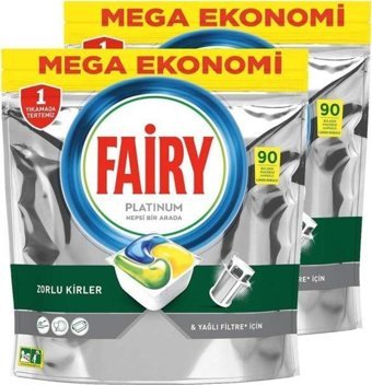 Fairy Platinum Plus Limon Tablet Bulaşık Deterjanı 90x2 Adet