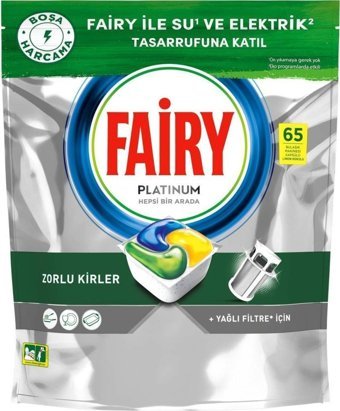 Fairy Platinum Plus Limon Tablet Bulaşık Deterjanı 65 Adet
