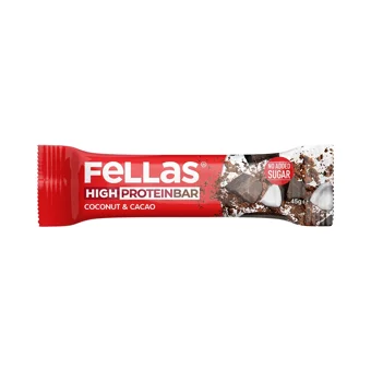 Fellas Yüksek Protein Bar Hindistan Cevizli-Yer Fıstıklı Çikolata 45 gr 24 Adet