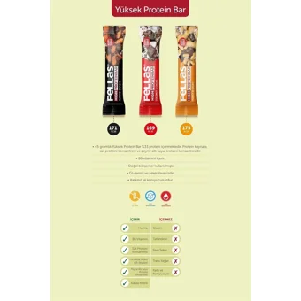 Fellas Yüksek Protein Bar Hindistan Cevizli-Yer Fıstıklı Çikolata 45 gr 24 Adet
