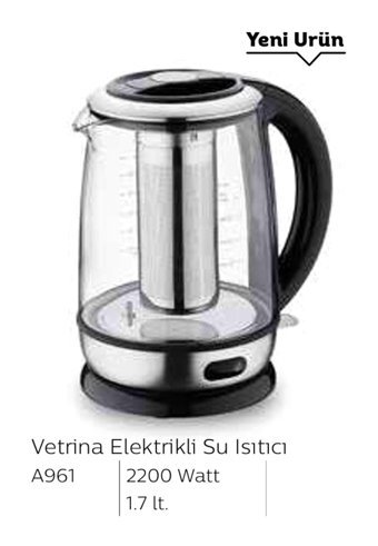 Korkmaz A961 Cam 1.7 lt 2200 W Işıklı Bej Kettle