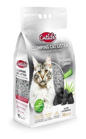 Catlife Kalın Taneli Aktif Karbonlu Bentonit Kedi Kumu 10 lt