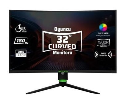 Monster Aryond A32 V2 180 Hz 1 ms 32 inç WQHD Curved VA Hoparlörlü HDMI Freesync G-Sync 2560x1440 px LED Monitör