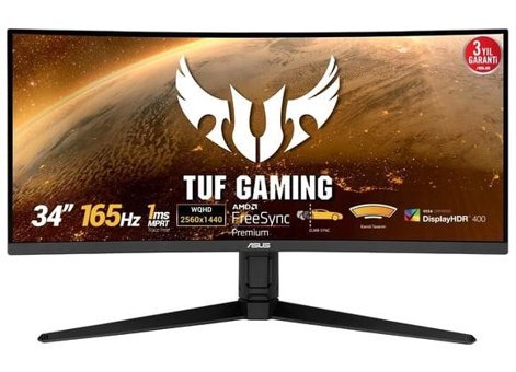 Asus TUF Gaming VG34VQL1B 165 Hz 1 ms 34 inç UWQHD Curved Dokunmatik VA HDMI Freesync 3440x1440 px LED Monitör