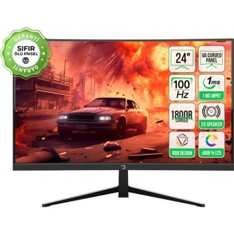 Gamepower Vivid F10 100 Hz 1 ms 24 inç FHD Curved VA Hoparlörlü VGA HDMI 1920x1080 px LED Monitör