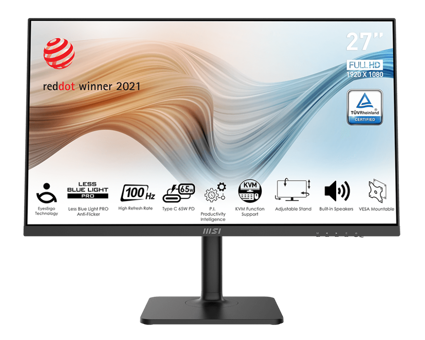 MSI Modern MD272XP 100 Hz 1 ms 27 inç FHD Flat IPS Hoparlörlü HDMI 1920x1080 px LED Monitör