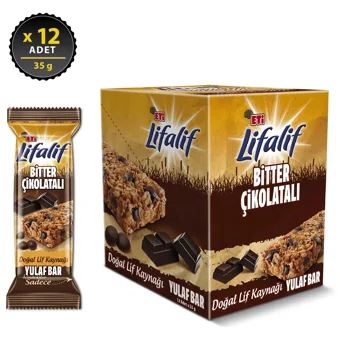 Eti Lifalif Bar Bitter-Yulaflı Çikolata 35 gr 12 Adet