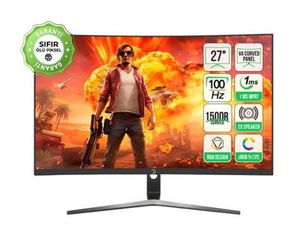 Gamepower Vivid F20 100 Hz 1 ms 27 inç FHD Curved VA Hoparlörlü HDMI 1920x1080 px LED Monitör