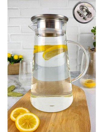 Digithome Isıya Dayanıklı Metal Kapaklı Cam Sürahi 1.5 lt