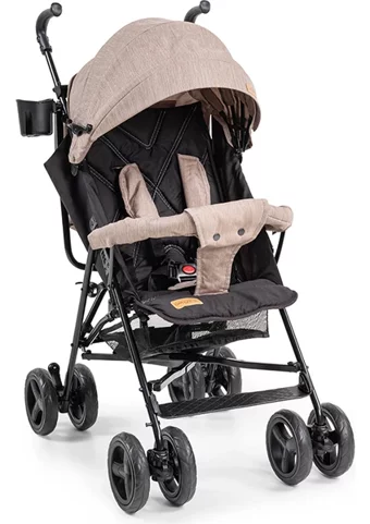 Baby2Go Verona 2241 Katlanabilir Tek Elle Kapanan 360 Derece Dönen Tam Yatar Kabin Tipi Baston Bebek Arabası Bej