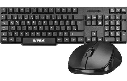 Everest KM-6852 Sessiz Ergonomik Siyah Kablosuz Klavye Mouse Seti