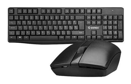 Everest KM-7500 Sessiz Ergonomik Siyah Kablosuz Klavye Mouse Seti