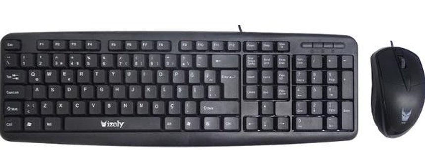Izoly D5100 Sessiz Ergonomik Siyah Kablolu Klavye Mouse Seti