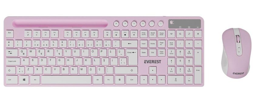 Everest KM-730 Pembe Kablosuz Klavye Mouse Seti