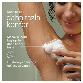 Braun Silk Epil 9 9-241 Genital Bölge Tüm Vücut Koltuk Altı Bacak İçin 4 Başlıklı Kablosuz Işıklı Epilatör Beyaz